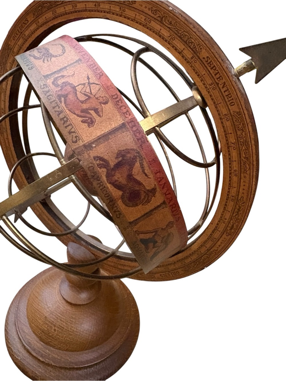 Vintage Decorative Armillary Sphere in Warm Brown and Brass - Picture 3 of 16
